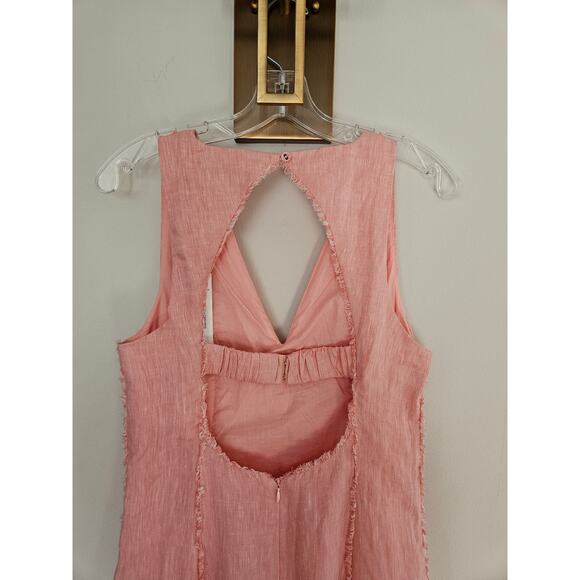 Mon Renn Women's Light Pink Kahlo Linen Blend Sleeveless Midi Dress NWT Size M - Picture 12 of 16
